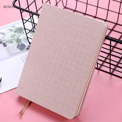 Delicate Hardcover Creative Stationary Custom Cloth Grid Fancy Notebook Fabric Cover With Silk Ribbon Bookmark