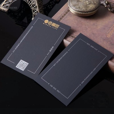 Top Quality Exquisite Screen Printing Round Corner Gold Ink Touch Paper Matt Black Business Cards