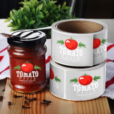 Clear Vinyl Custom Canning Food Labels Attached to Jar