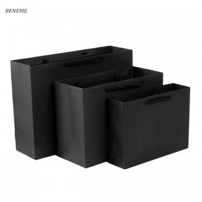 Custom Made Various Sized Black Cardboard Shopping Paper Bag with Handle