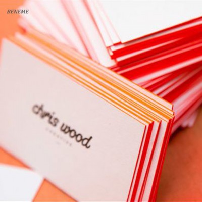 600gsm Cotton Paper Edge Colored Custom Letterpressed Business Card Printing